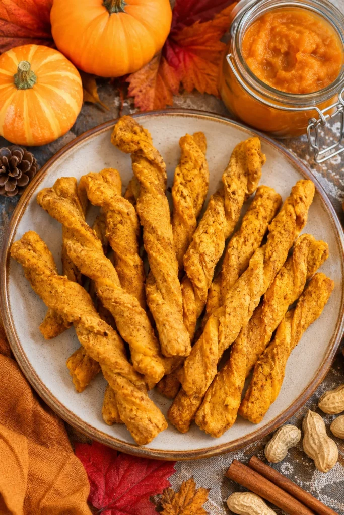 Pumpkin peanut butter dog twists recipe with cinnamon