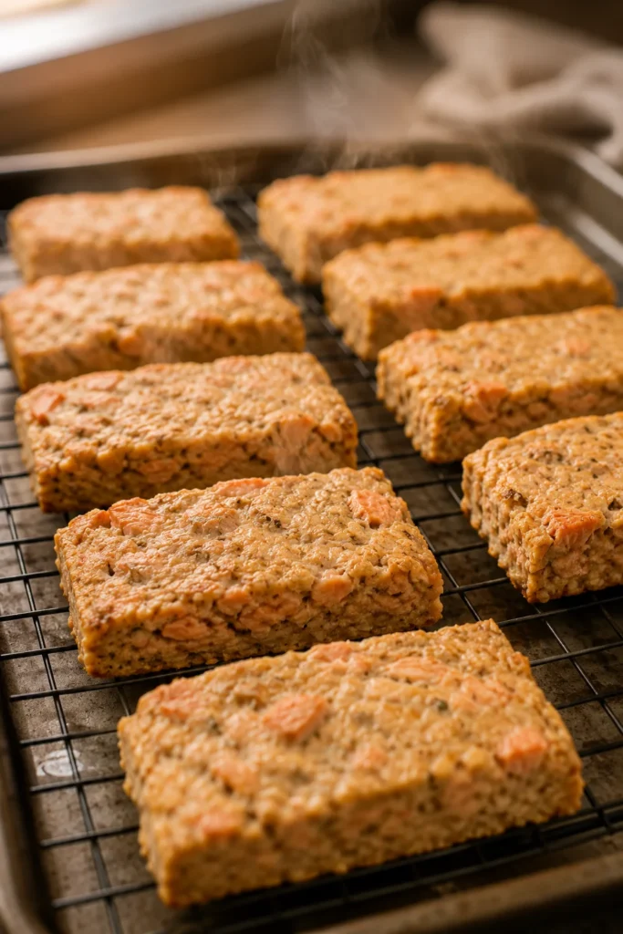 high-protein dog treat recipes: baked salmon protein bars
