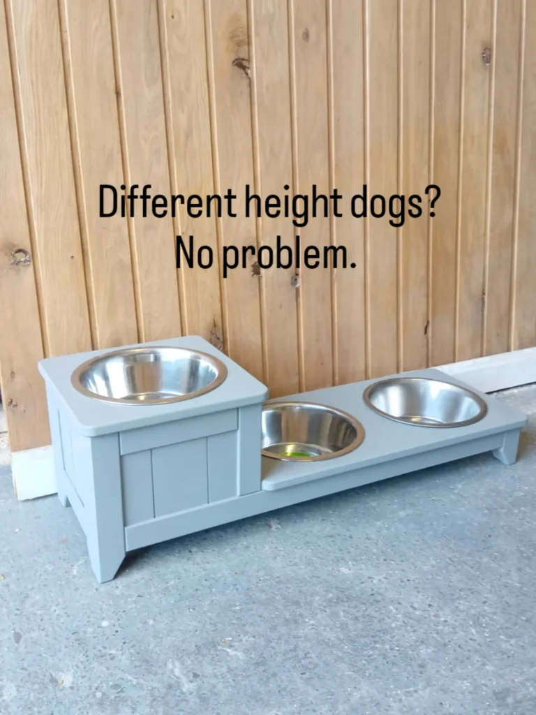 Two tier dog bowl stand for dogs of different heights