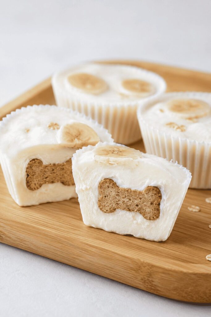 frozen yogurt dog treat with hidden biscuit inside