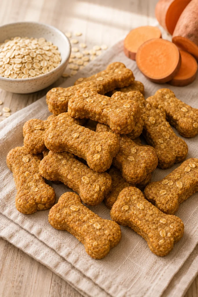 Oat flour sweet potato dog treats grain gentle option