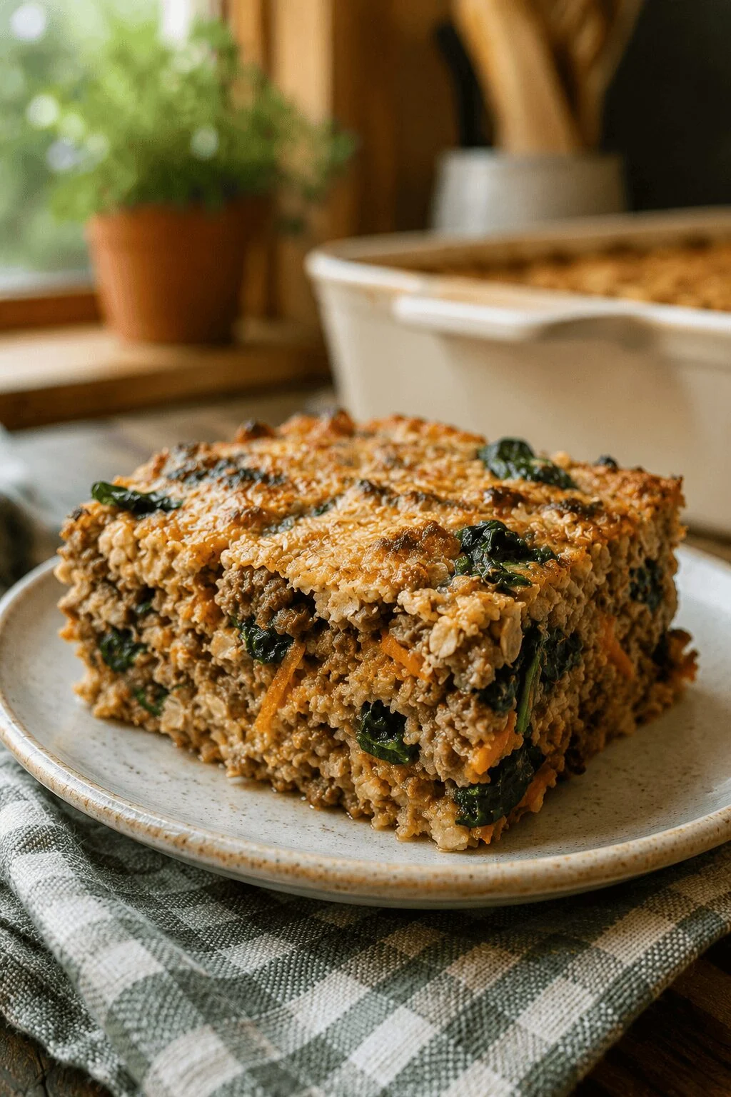 Homemade baked ground beef and oatmeal casserole recipe for dogs with sensitive stomachs