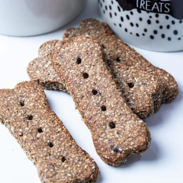 Peanut butter banana oat dog treats with steam holes