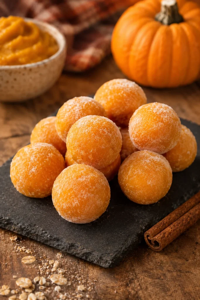 Pumpkin boosted frozen banana treat balls for dogs