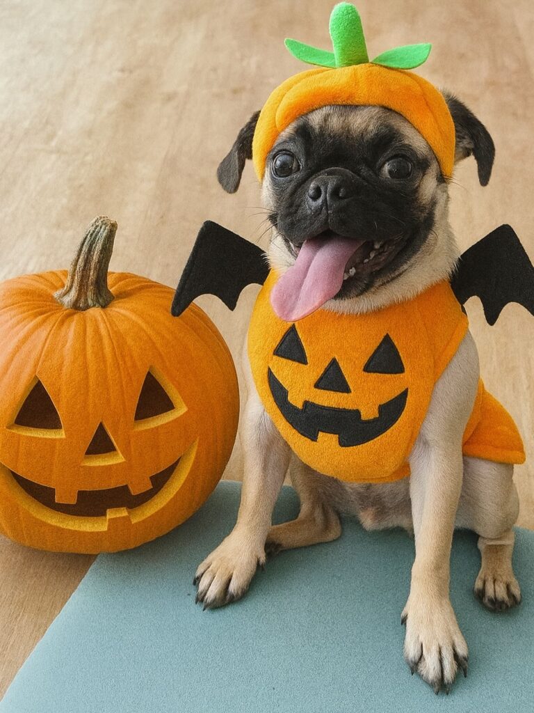 Adorable Halloween costumes for dogs pumpkin outfit with bat wings