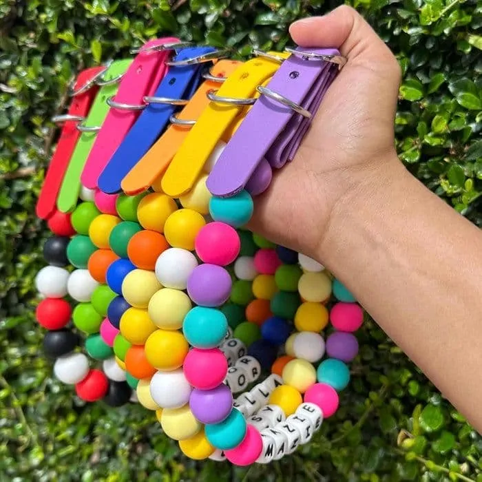 Beaded dog collar diy set in rainbow bead colors