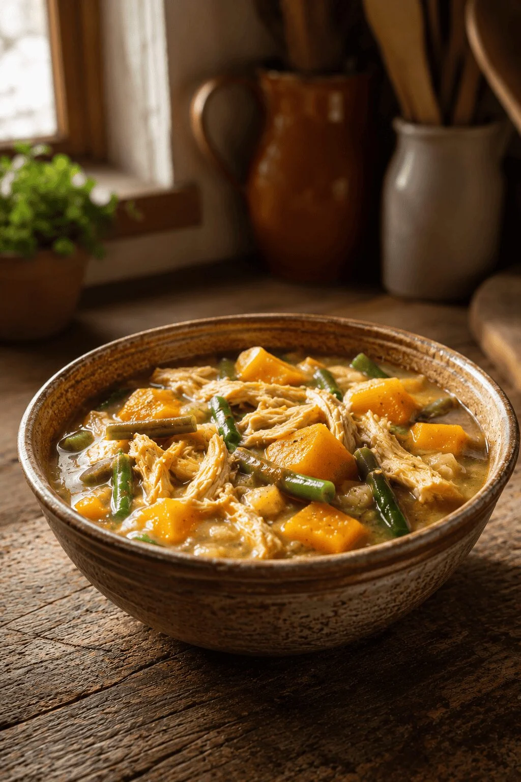 Rustic grain-free chicken and butternut squash stew recipe for sensitive stomach dogs