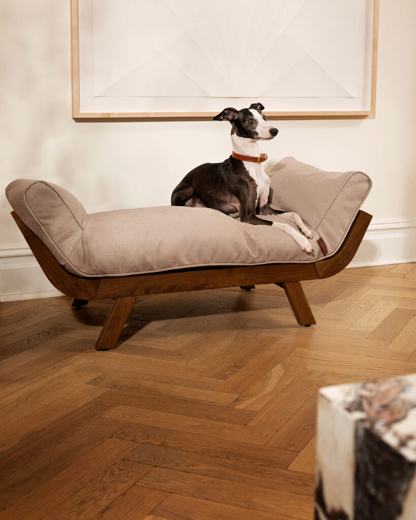 wingback chaise wood dog bed