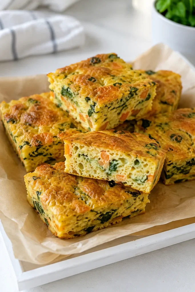 Baked egg frittata squares dog treat