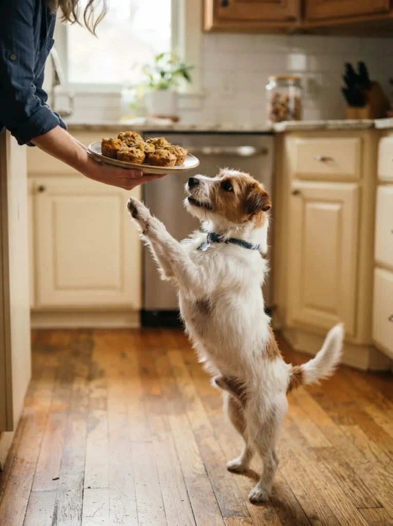 Baked egg and sweet potato dog treat muffins
