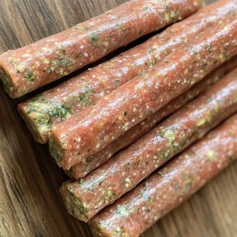 Beef and spinach dog dental chews homemade jerky sticks