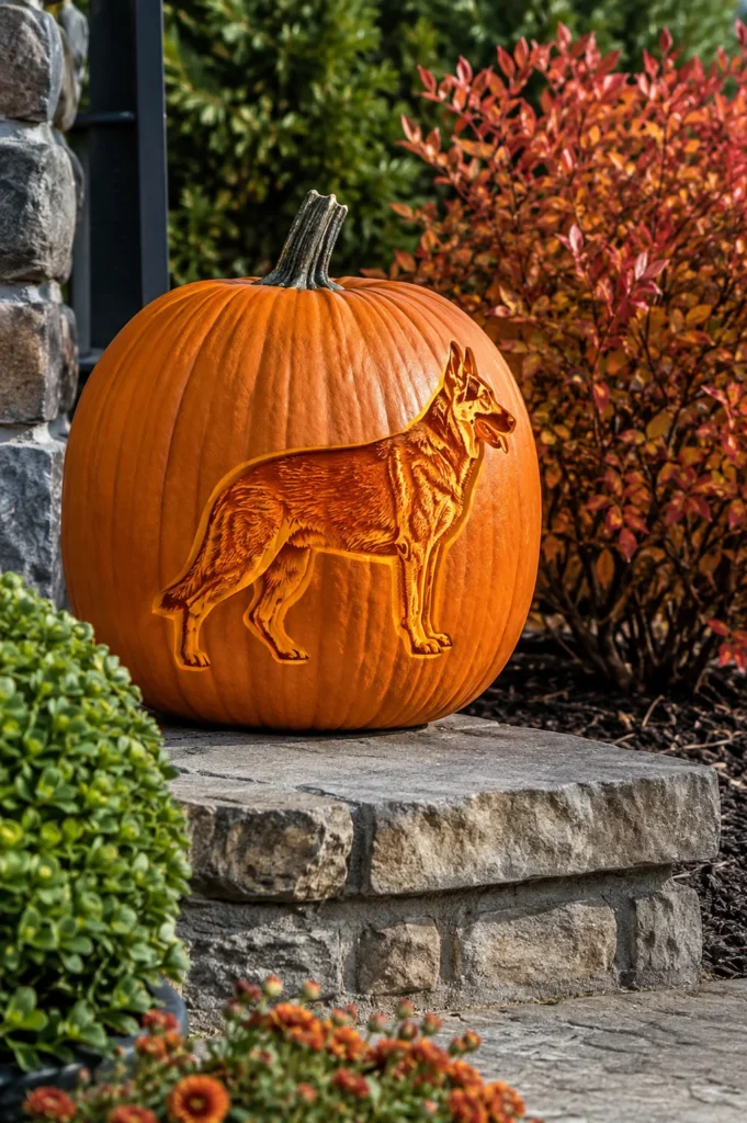 Breed specific dog silhouette pumpkin carving
