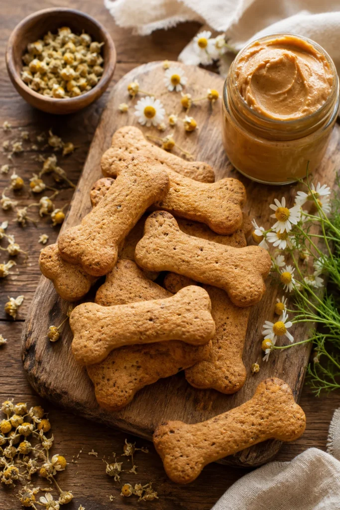 Calming dog treats for anxiety made with chamomile biscuits
