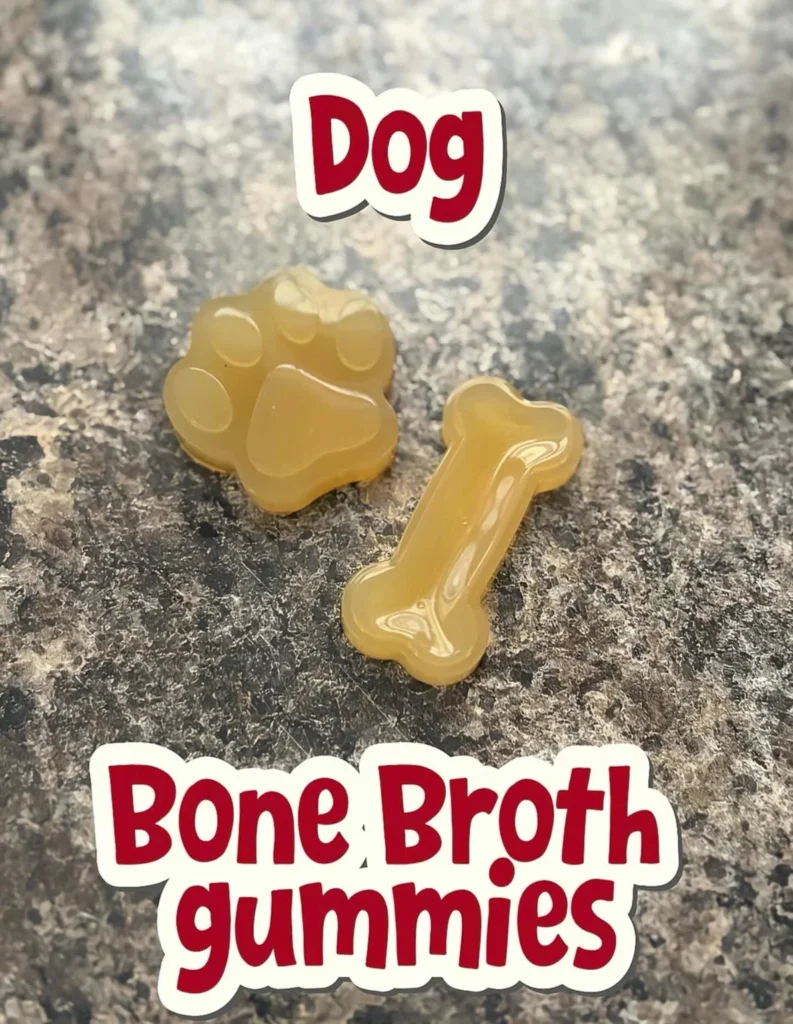 Classic chicken broth gummy dog treats in bone and paw shaped molds