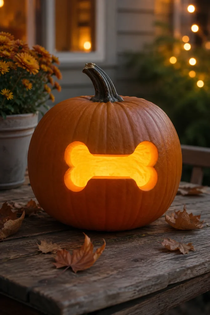Dog bone silhouette pumpkin carving design