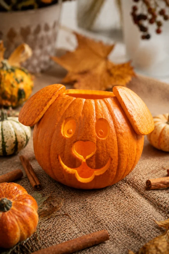 Floppy dog ears pumpkin carving design