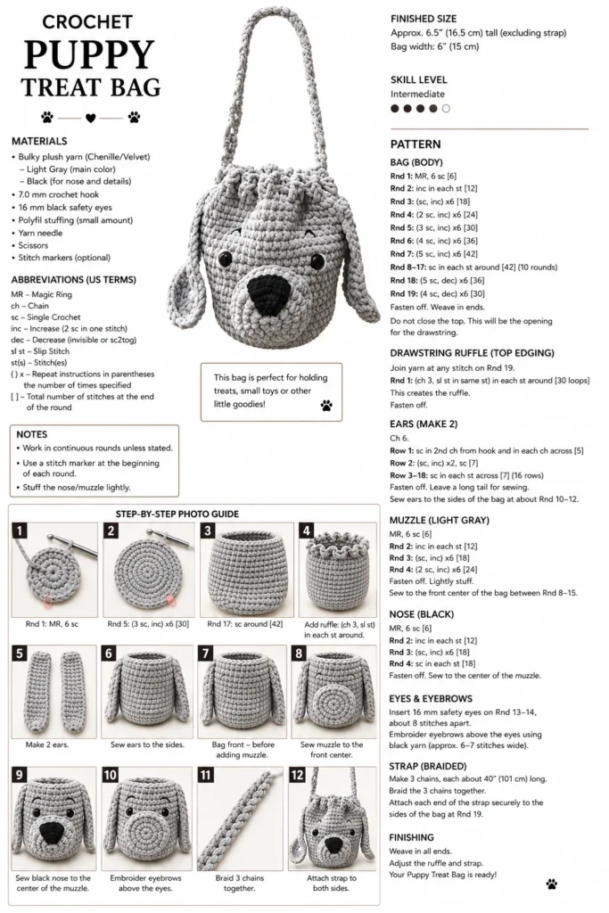 Dog Treat Bag Free Crochet Pattern