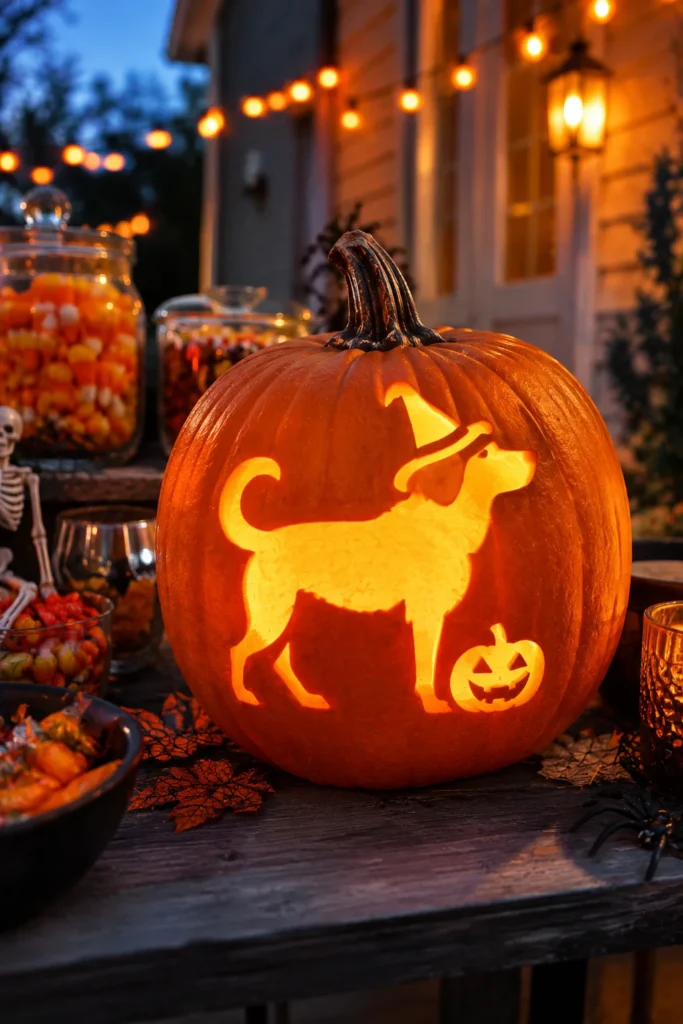 Dog costume pumpkin carving idea for Halloween
