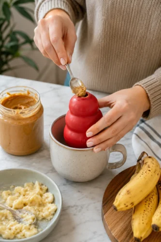 Step by step guide for frozen Kong filling ideas for dogs