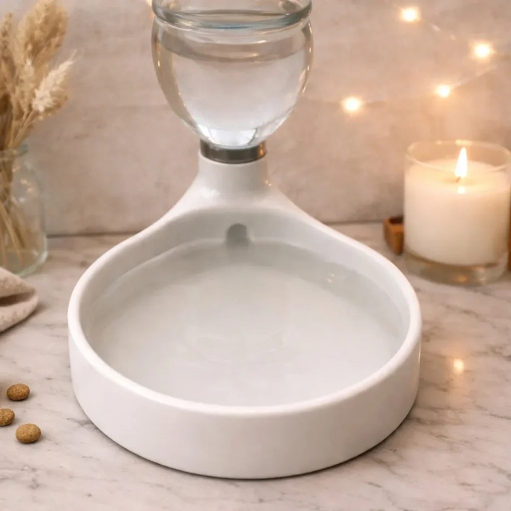 Gravity water dispenser with ceramic base for dogs