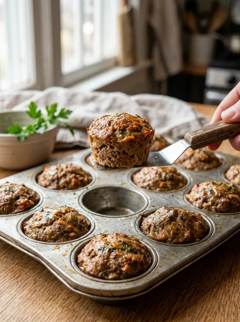 Mini muffin tin meatloaf for dogs recipe portions cooling on a rack