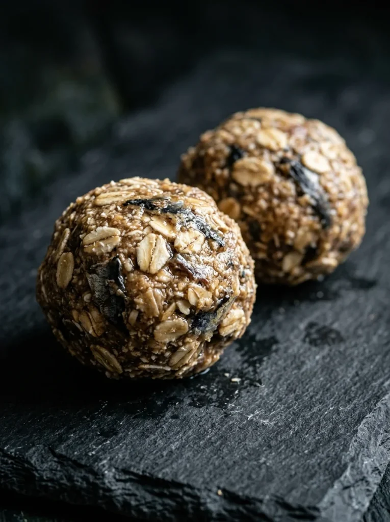 Soft no-bake sardine oat balls for dogs on a plate