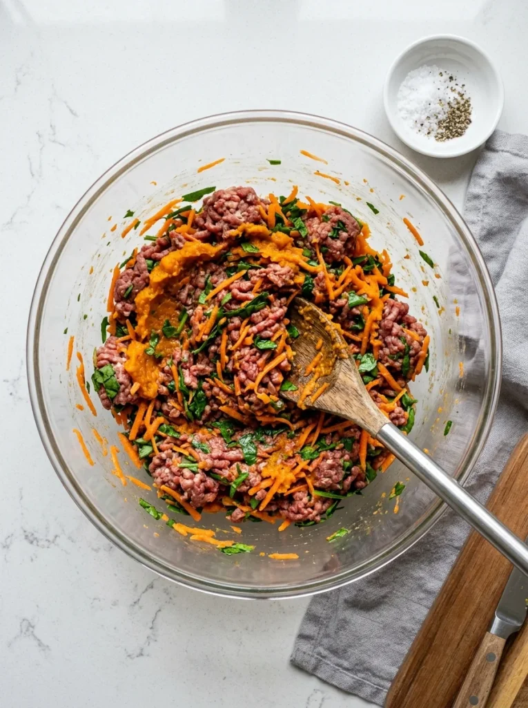No-cook raw beef and pumpkin mix for dogs