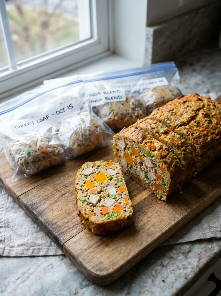 Freezer-ready big batch dog food loaf recipe