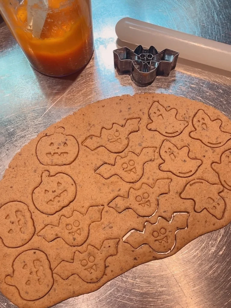Halloween dog treats ideas bat and ghost dough cutouts