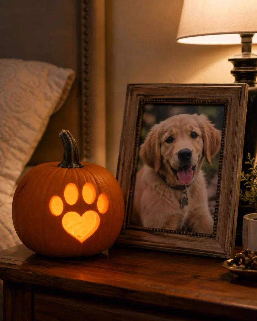 Puppy paw and heart pumpkin carving design