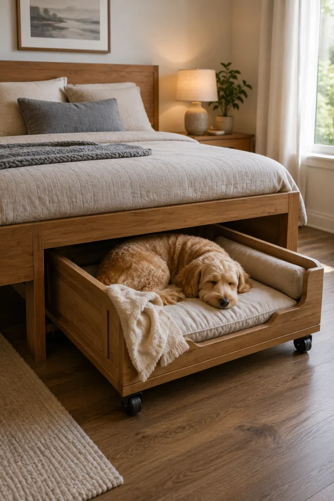 Rolling cart bed with an attached canine cradle