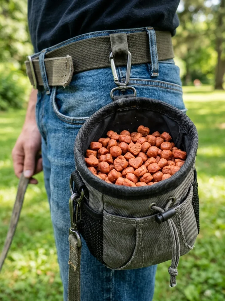 Tiny salmon oil training treats scattered for dogs