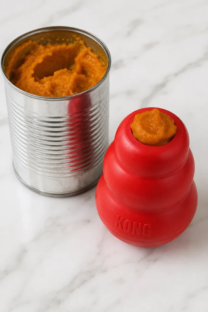 Pure pumpkin frozen Kong treat for dogs