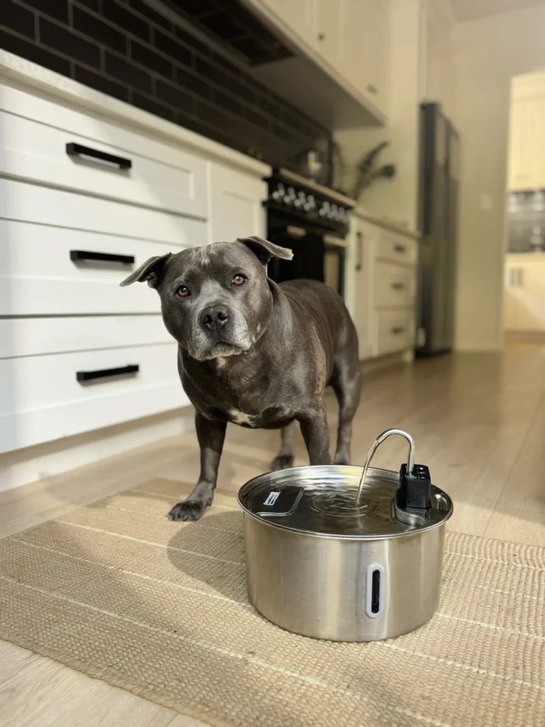 Stainless steel automatic dog water fountain with digital display