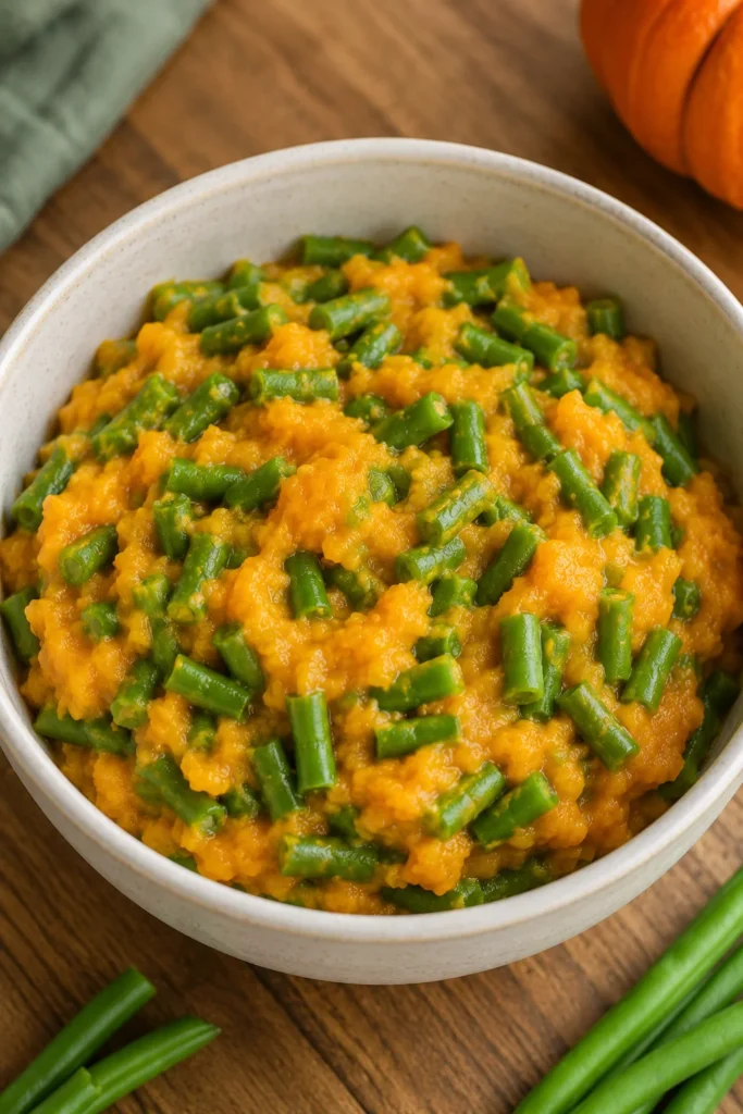 Low calorie dog food topper with pumpkin and green beans