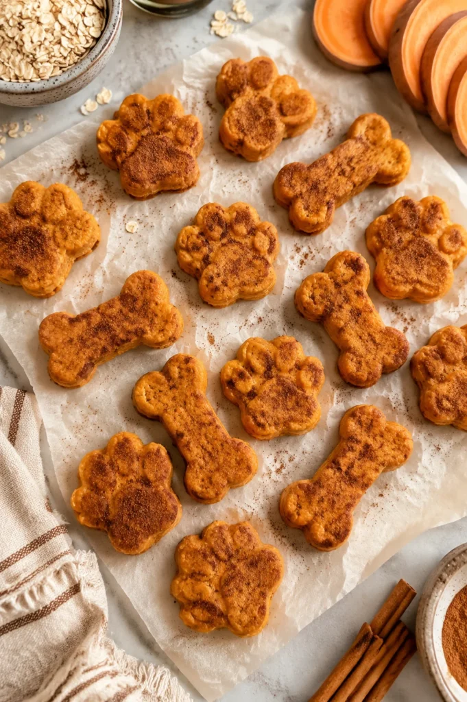 Anti-Inflammatory Vegan Cinnamon Dog Treats made with sweet potato and oat flour