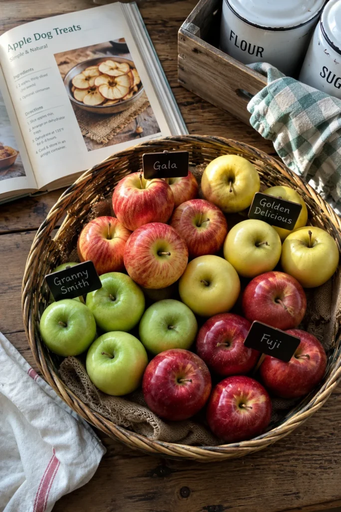 Fresh whole apples used for baked apple chips for dogs