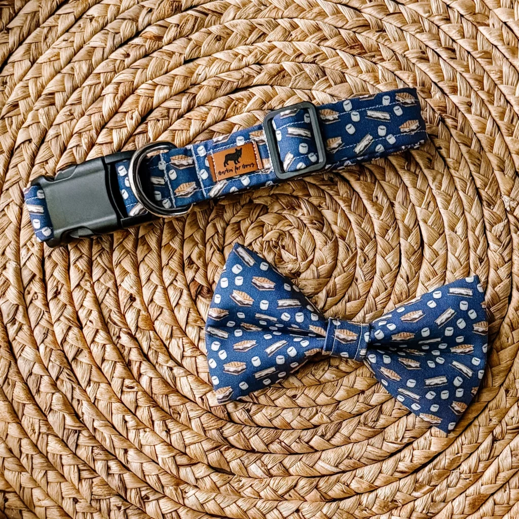 Matching dog bow tie and collar sewing pattern set