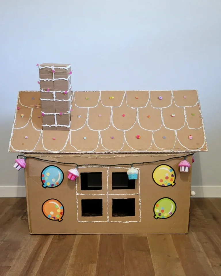 Candy themed cardboard house design from paper dog house tutorials
