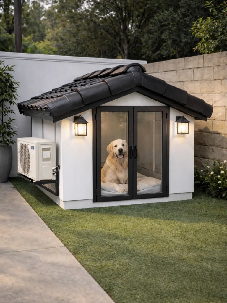 Insulated dog house ideas luxury villa with mini split AC unit