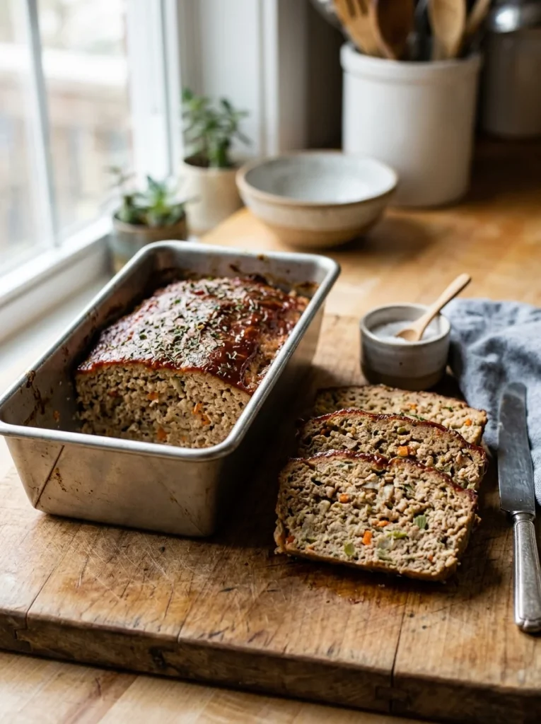 Sliced portions of turkey meatloaf loaf pan for dogs
