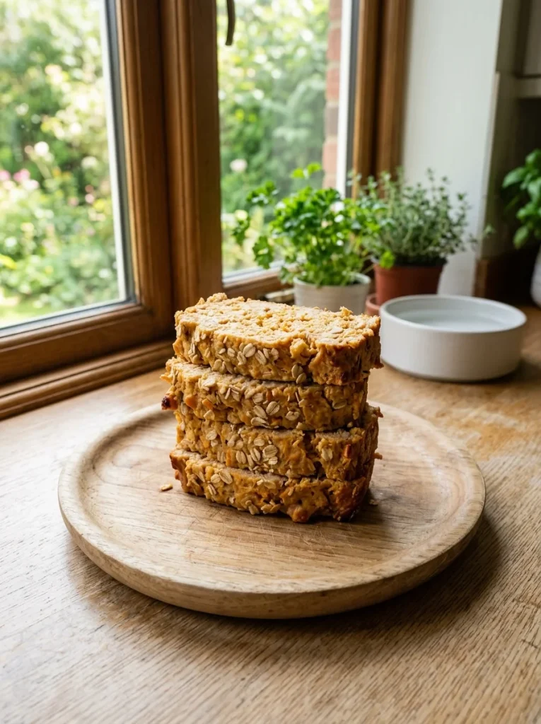 Turkey pumpkin oat meatloaf sliced stack for dogs
