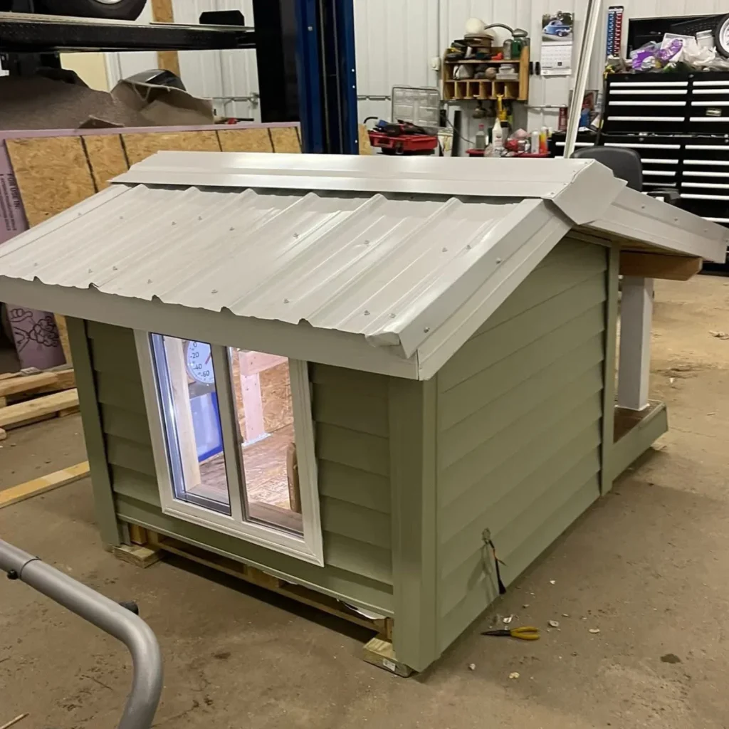 Insulated dog house diy winter build with vinyl siding and window