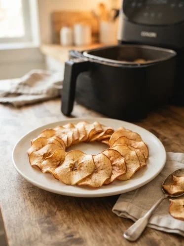 Apple dog treats air fryer crispy apple chip slices