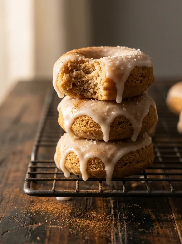 Mini apple cinnamon donuts made for dogs on a plate