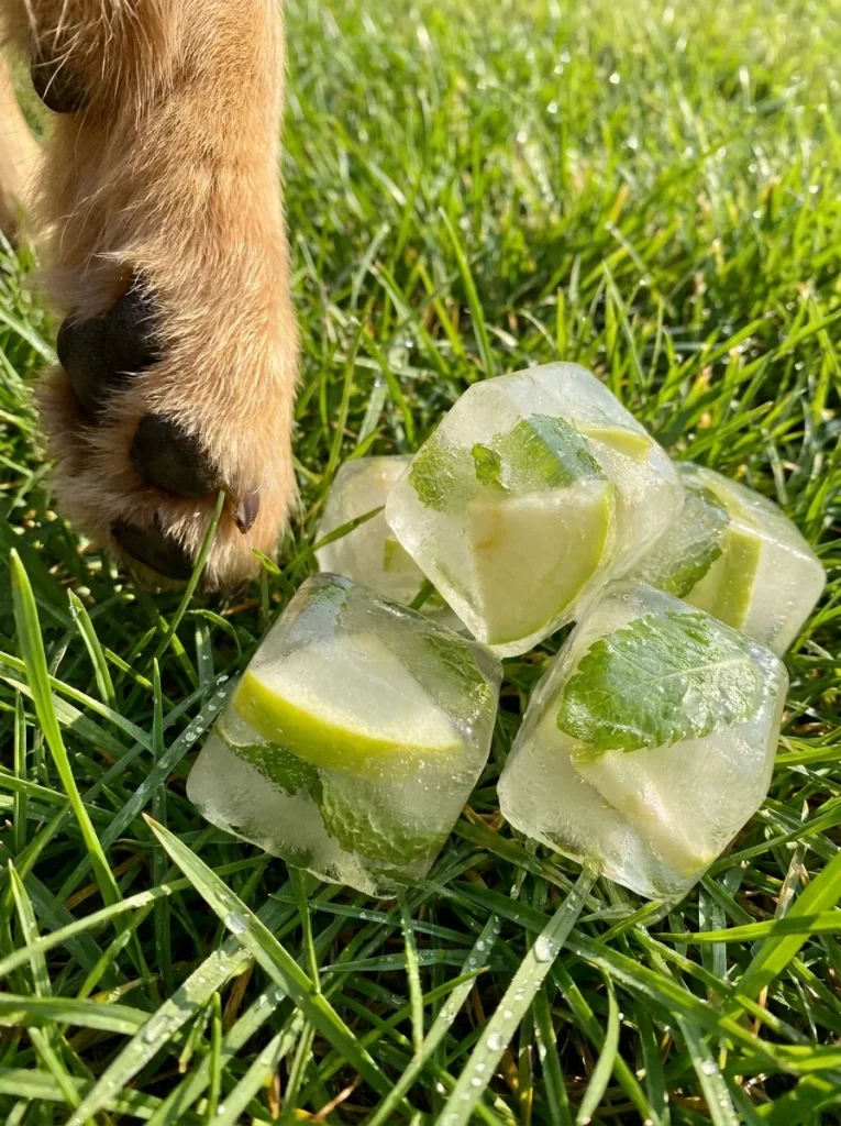 Apple mint ice cube treats for dogs