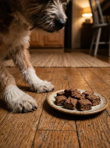 Homemade diabetic dog treat recipe made with baked beef liver squares