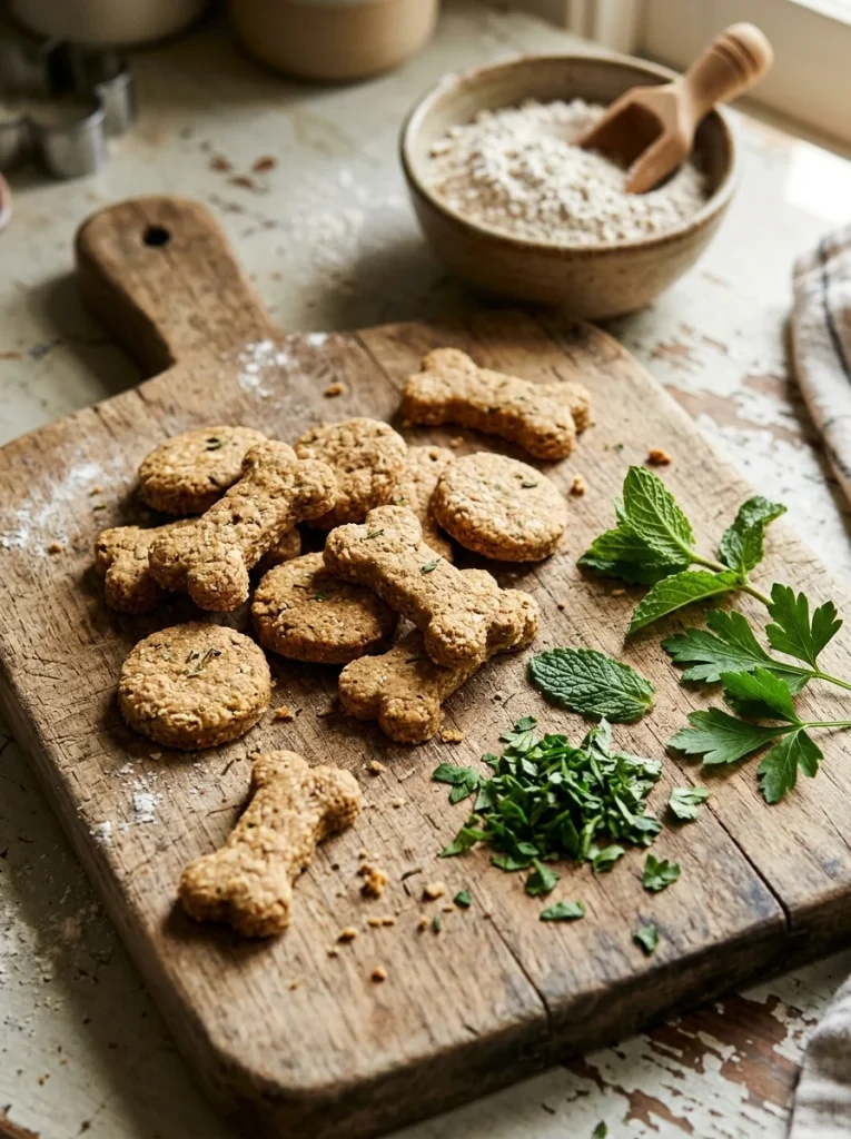 Baked mint and parsley dog treats for fresh breath