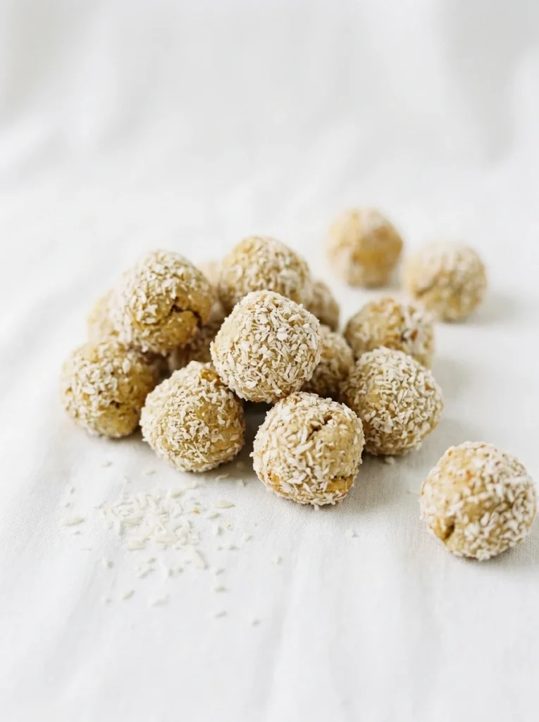Banana coconut dog treat bites on a clean studio backdrop