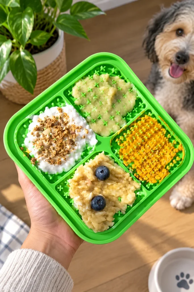 Calming frozen lick mat recipe with pumpkin banana and hemp